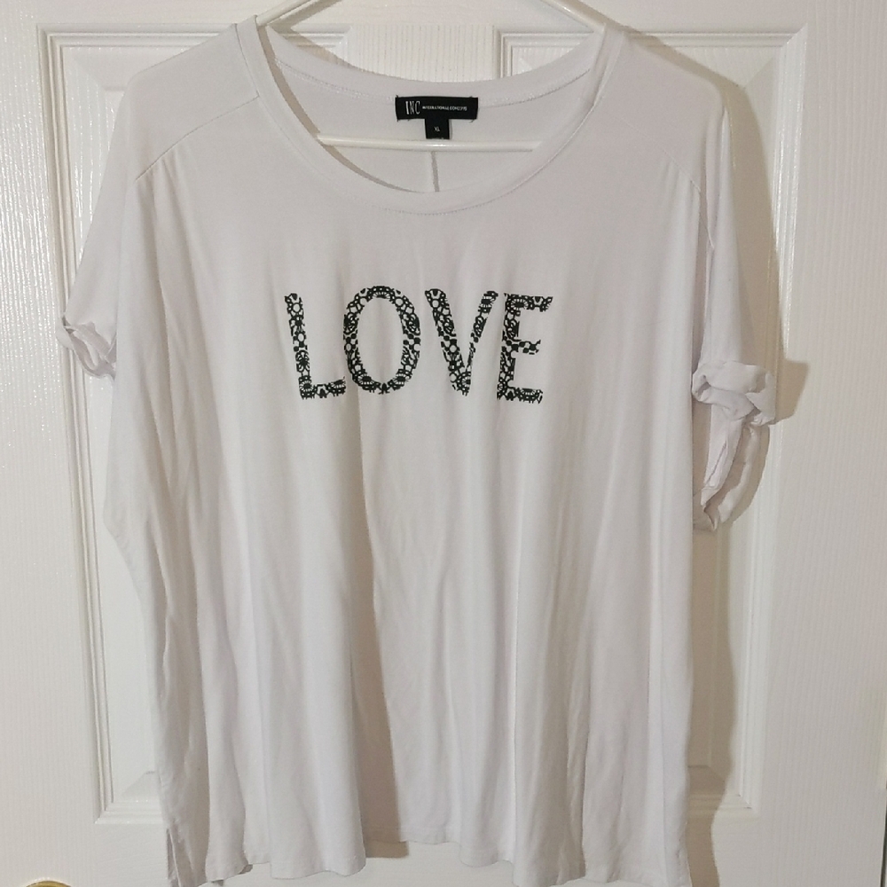 INC International Concepts White 'Love' Graphic Tee